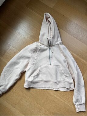 Lululemon scuba Cream Cropped Half-Zip Hoodie